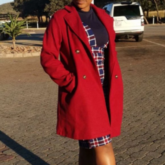 Classic burgundy double breasted Pea Overcoat jacket fall/winter - Picture 10 of 10